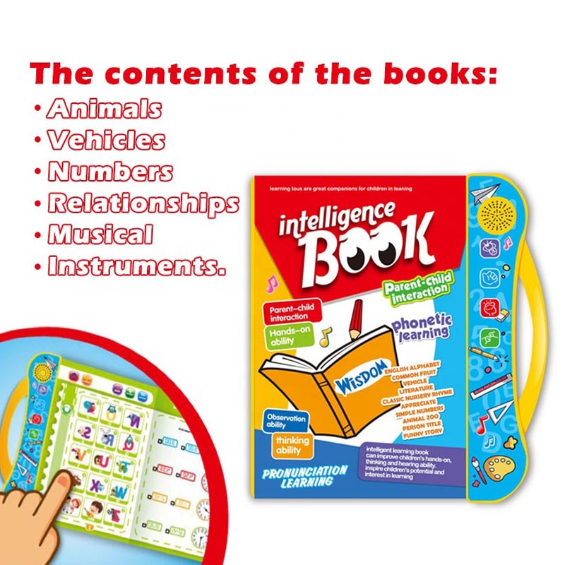 English Reading Musical Electronic Book, Early Education Activity Book with Sound & Music Features for Toddler Kids